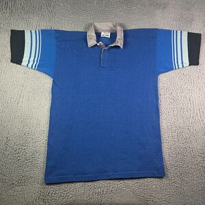 Vintage Halbro Rugby Imports Shirt Mens 42 Blue Striped Jersey USA 90s 80s Polo